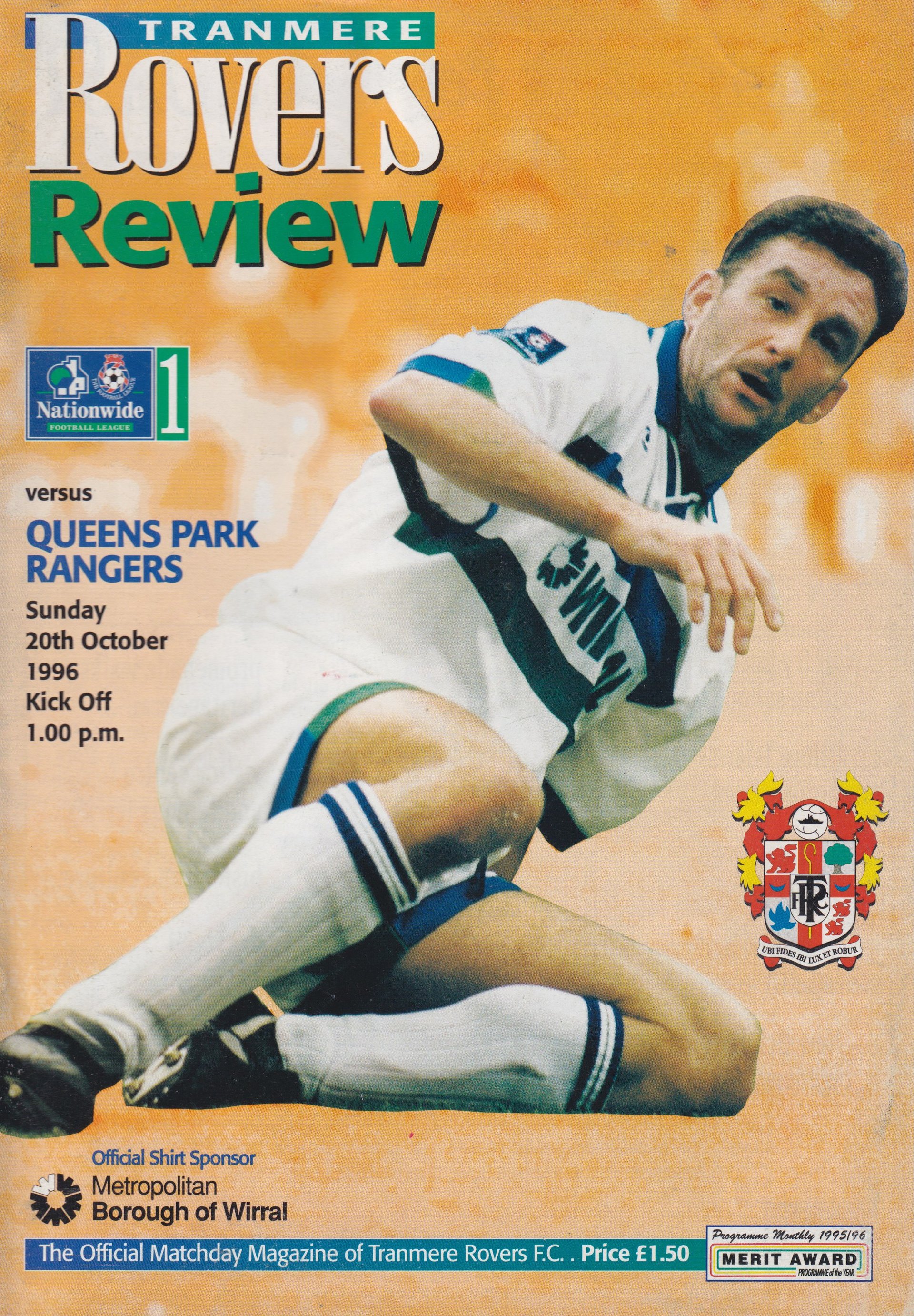 Tranmere Rovers v Queens Park Rangers match programme